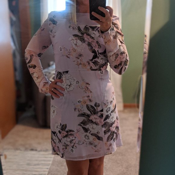sheer sleeve floral dress